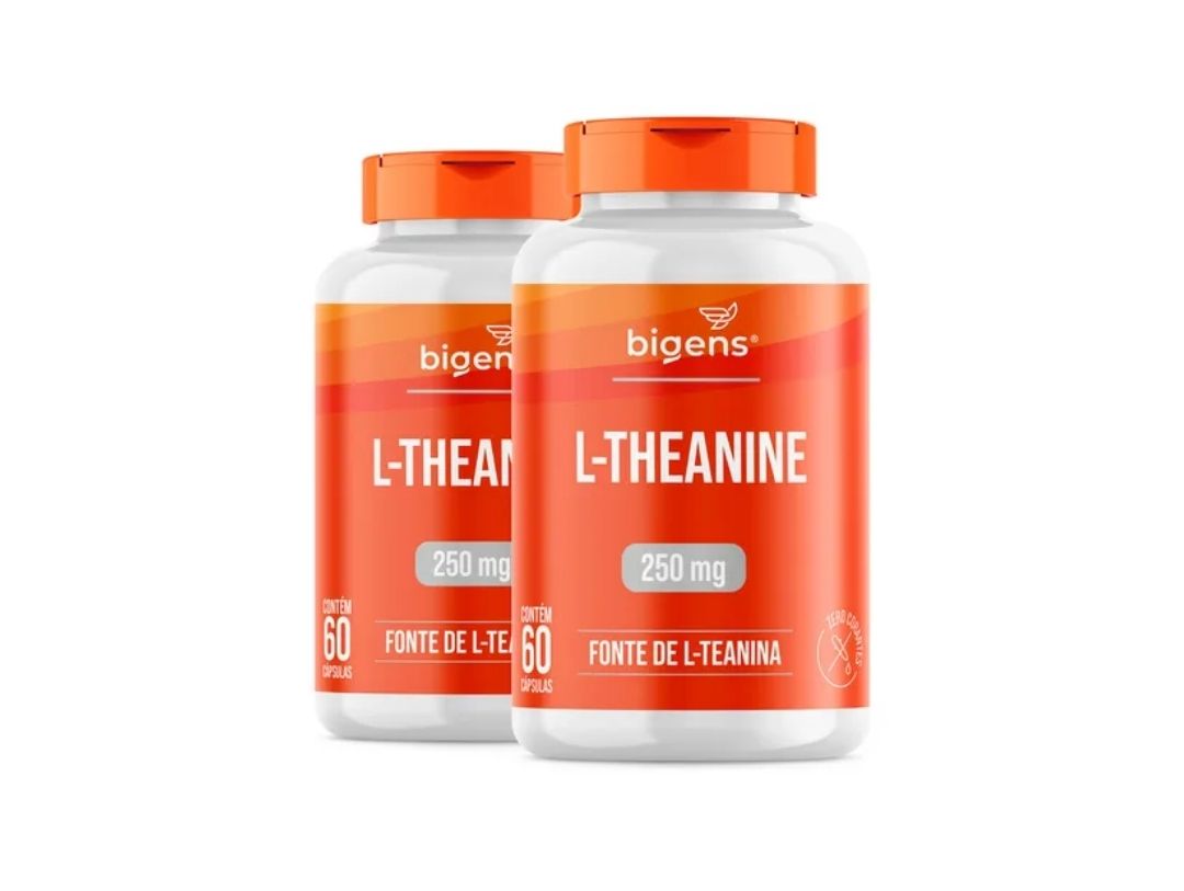 Teanina 250mg Relaxamento Sem Sonolência, 60 Caps, Bigens Sabor Neutro
